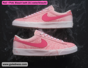 Red → Pink: Bleach bath (3:1 water/bleach)