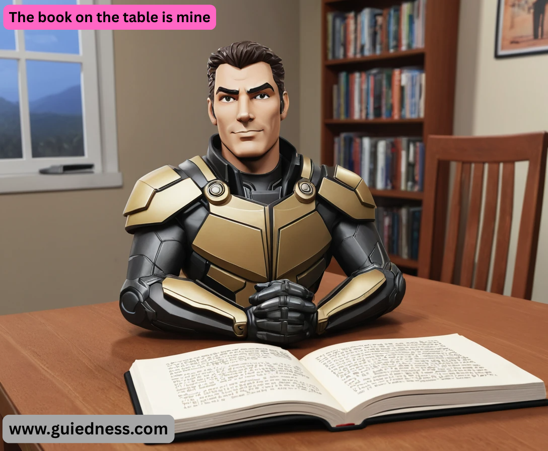 The book on the table is mine